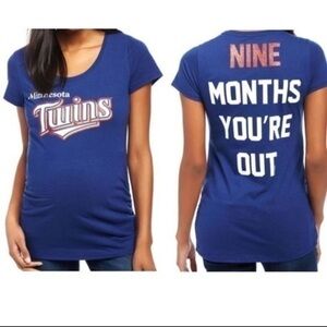 Motherhood Maternity Blue MLB Minnesota Twins Baseball Side Shirring T-Shirt